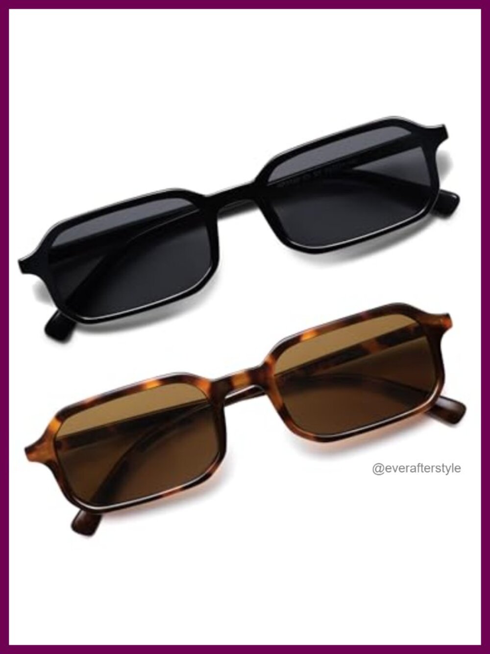 Retro Slim Rectangle Sunglasses Skinny Narrow 90s Y2K Full Frame UV400